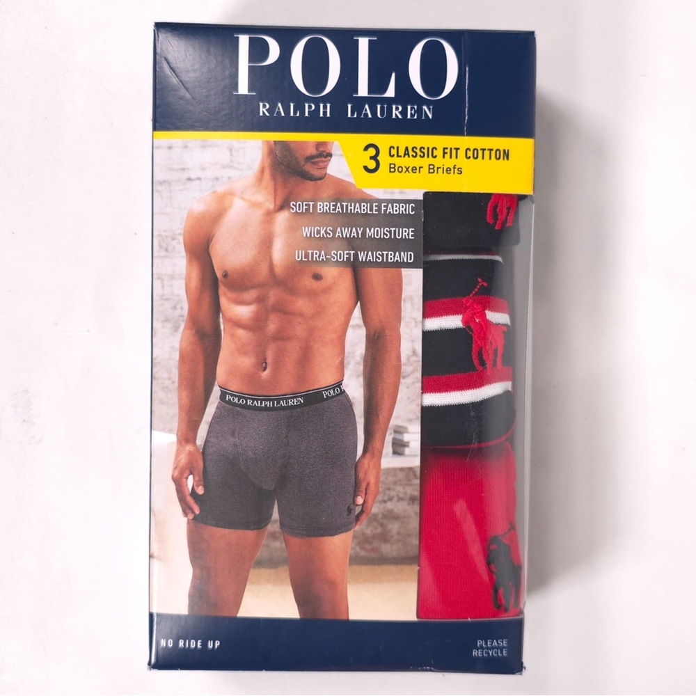 POLO RALPH LAUREN Men’s 3 PACK Classic Fit Cotton Boxer Briefs